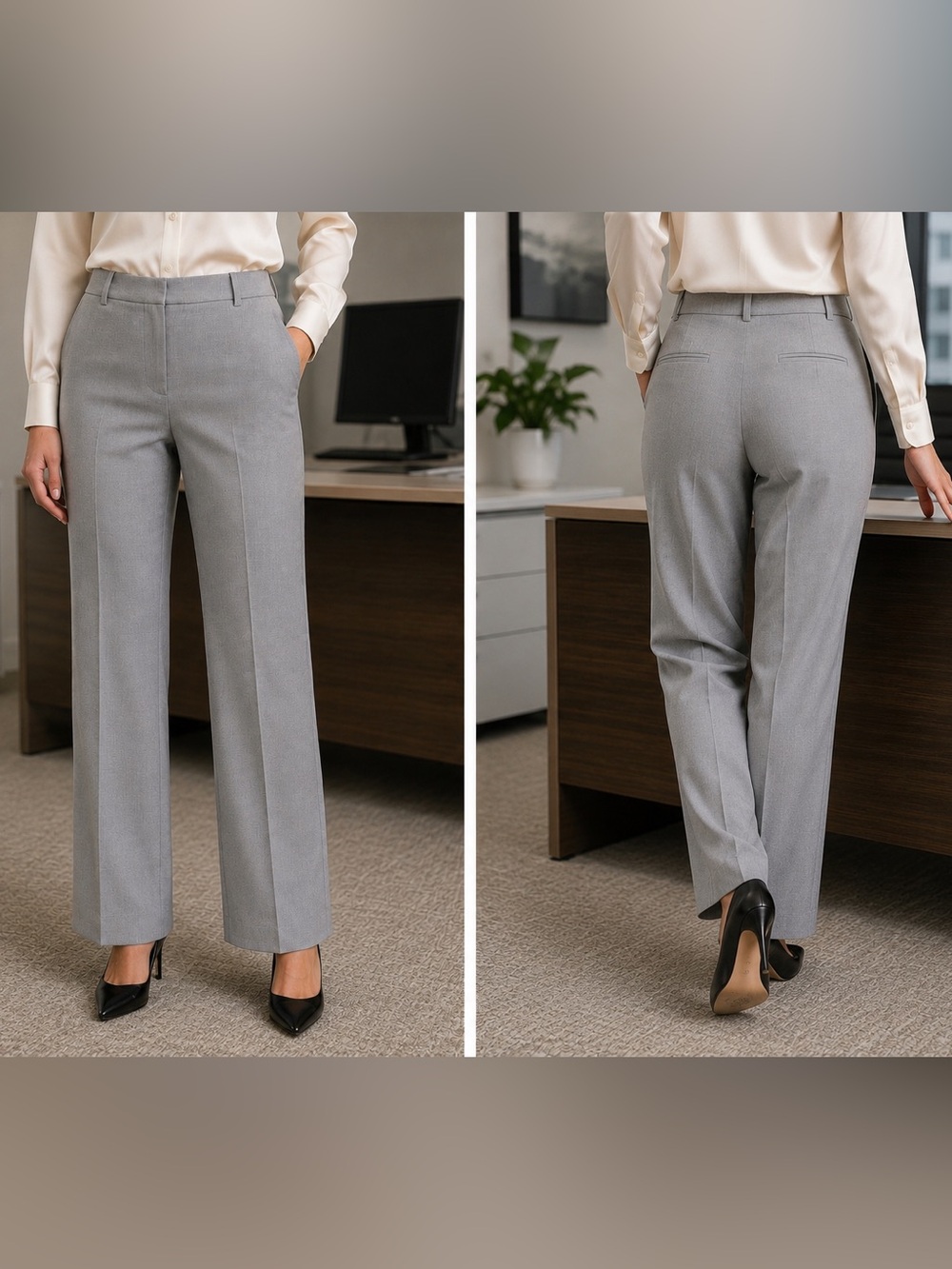 Talbots Freeport NWT 16P Tailored Grey Women's Straight-Leg Dress Pants